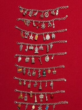 Vintage Brighton Entire State Charm Bracelet Collection 10 States + Wash. DC